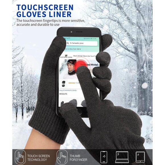 🆕 Women Grey Stretch Thermal Magic Gloves Warm Winter Knitted Fleece Texting - Picture 3 of 6